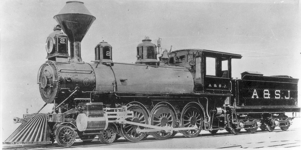 Alameda and San Joaquin Railroad Locomotive No. 2 (Builder's Photo)