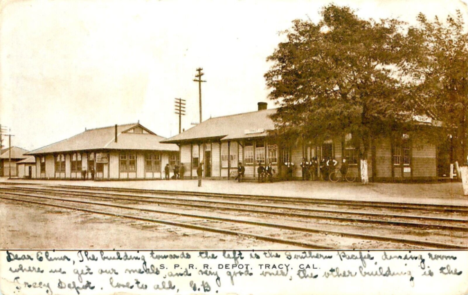 SP Depot and Diner - Tracy, Calif. (Postcard, Circa 1910)
